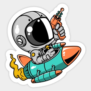 Astronaut Riding Rocket Sticker